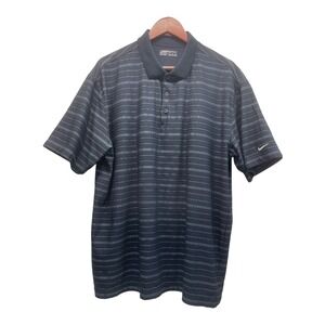 Nike Dry‎ Fit XL Men's Navy Blue Striped Polo Shirt